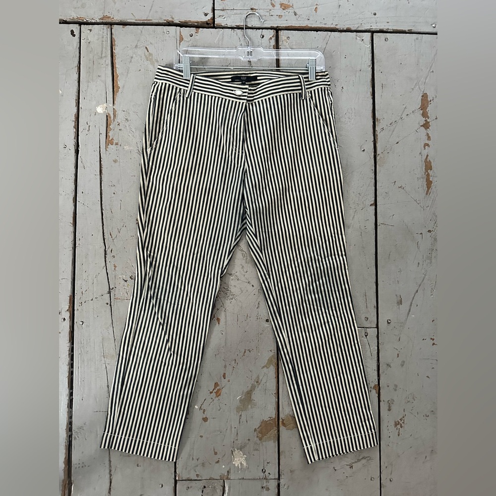 Tibi Cropped Striped Boyfriend Low Waisted Pants Size 27